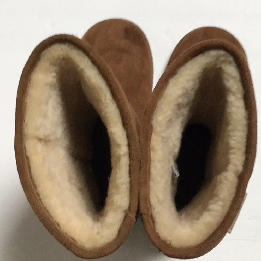 Bearpaw‎ Brown Suede Sherpa Sheepskin Lined 610W Emma Boots Sz 8
